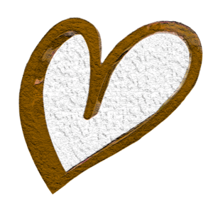 Brown textured heart outline on a black background, symbolizing love or affection.