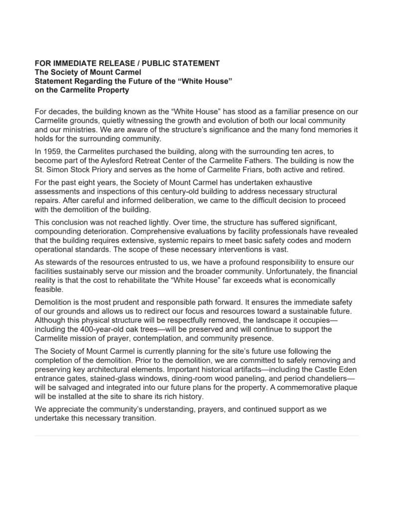 Public Statement White House